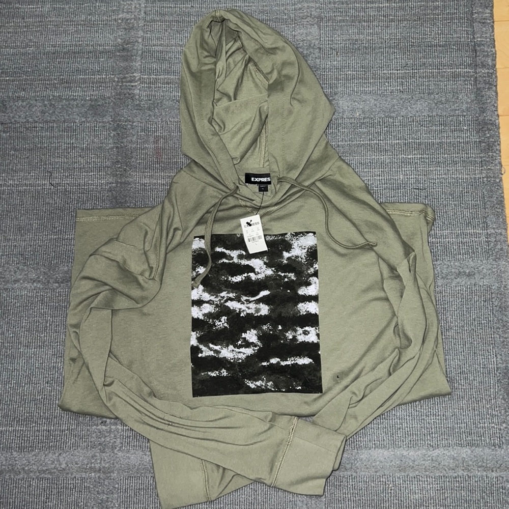 Mens Express Long Sleeve Hooded T Shirt